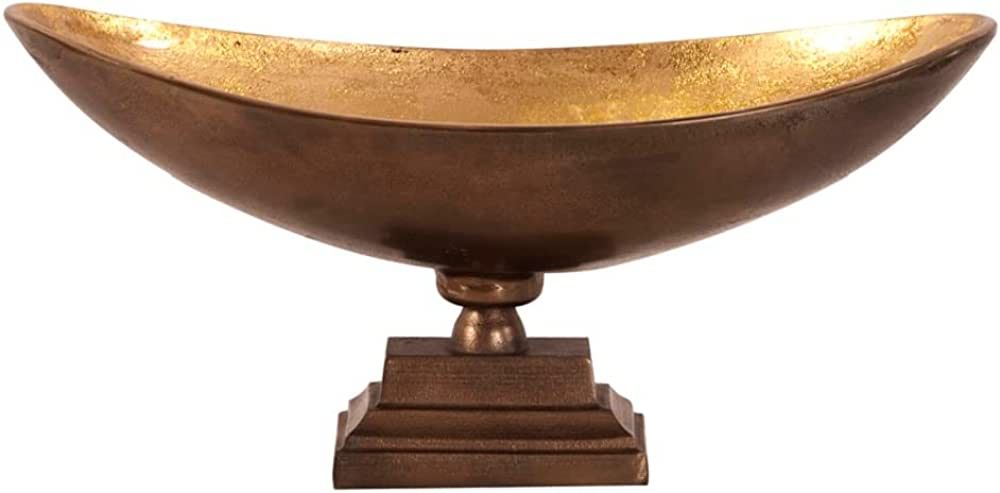 Howard Elliott 35017 Oblong Bronze Footed Bowl with Gold Luster Inside, Large | Amazon (US)