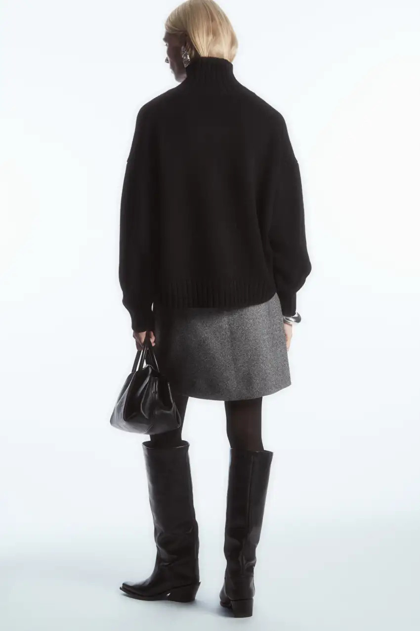 WOOL-JACQUARD MINI SKIRT - BLACK / WHITE - COS | COS UK