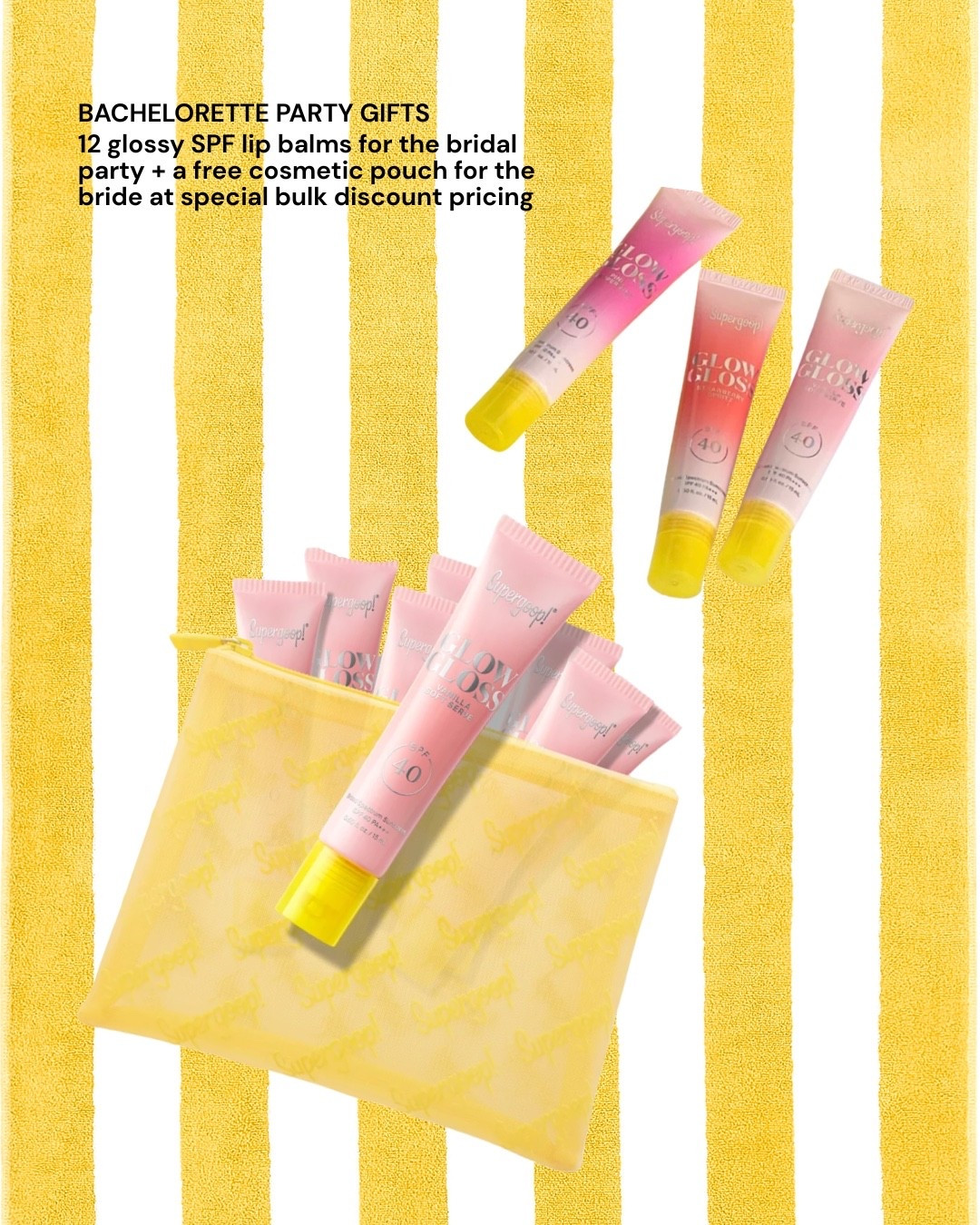 Bachelorette party swag bag gifts from @Supergoop! SPF lip glosses for the bridal party sold in bulk at a discount.

#LTKWedding #LTKTravel #LTKBeauty