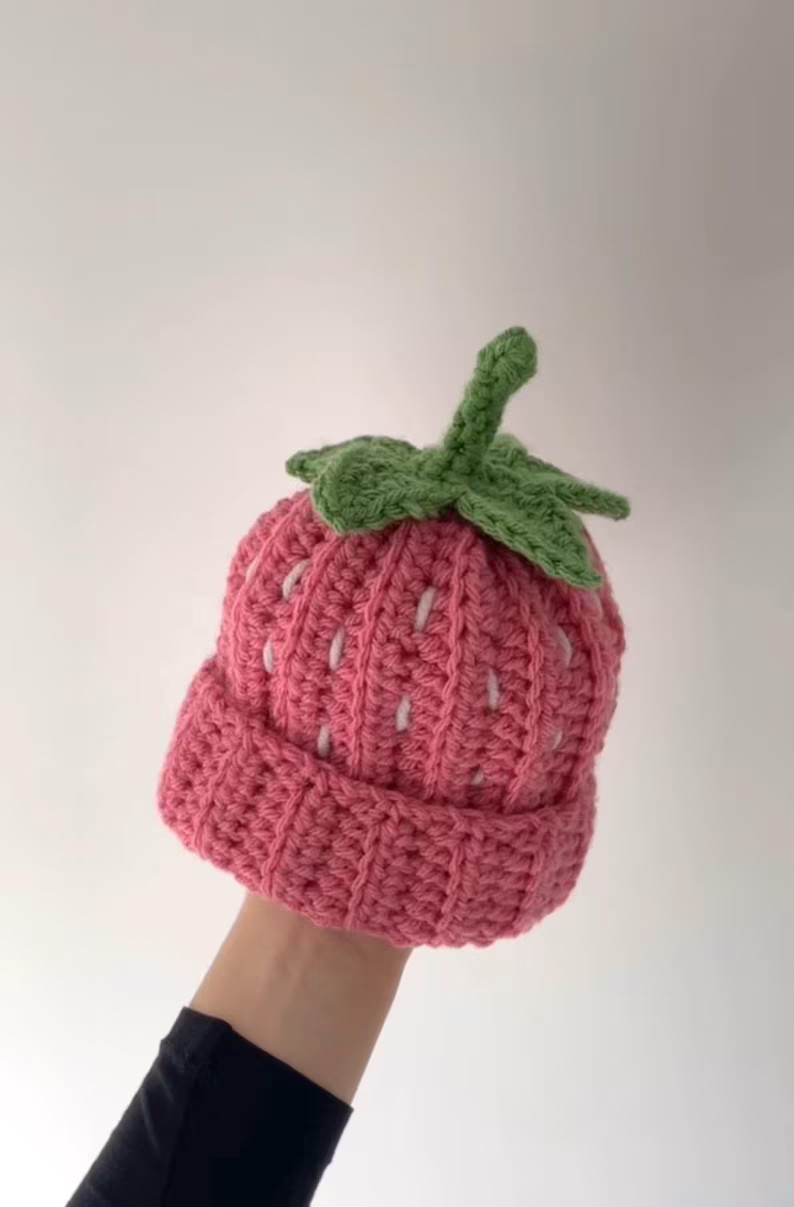 Crochet Strawberry Beanie: Handmade Fruit Hat | Etsy (US)