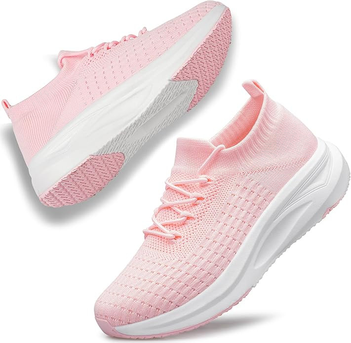 Womens Slip on Walking Shoes Comfort Sock Shoes Non Slip Mesh Casual Running Sneakers | Amazon (US)