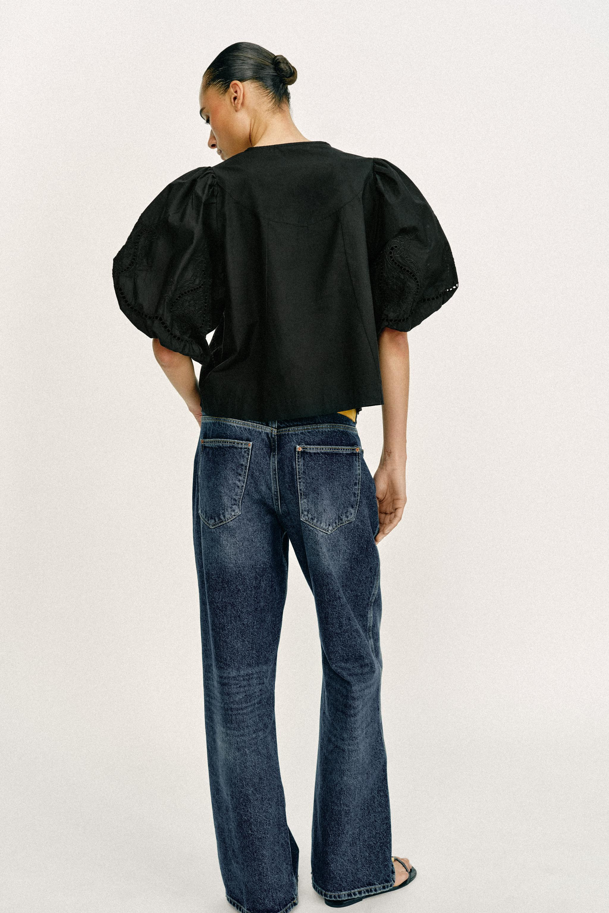 PUFF SLEEVE POPLIN TOP | Zara US