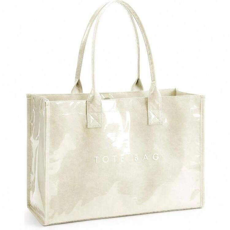 PVC Tote Bag Womenu2019s Kraft Paper Work Handbags Purses With Top Handle | SHEIN