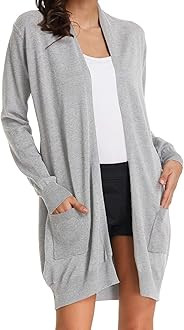 GRACE KARIN Women Open Front Cardigan Sweaters Pockets Long Sleeve Shrugs | Amazon (US)