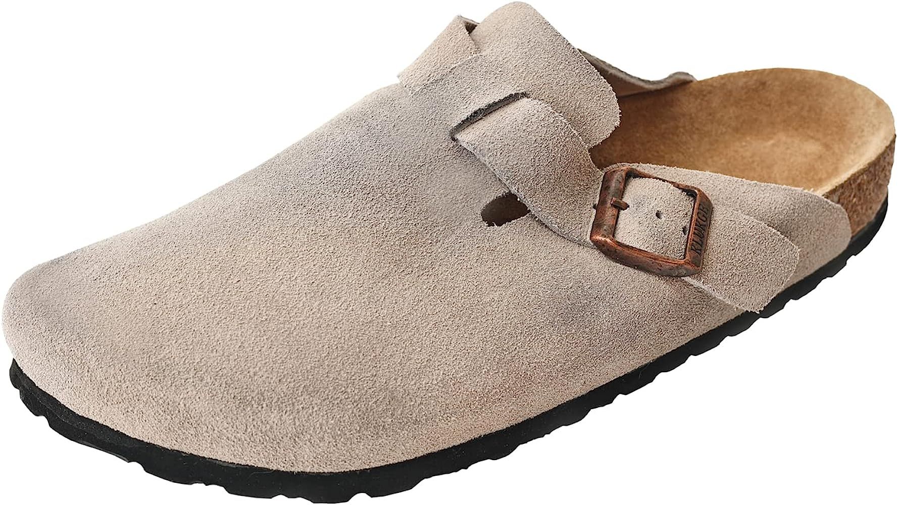 KLUKGE Boston Clogs for Men, Women‘s Suede Soft Leather Clogs with Arch Support and Adjustable ... | Amazon (US)