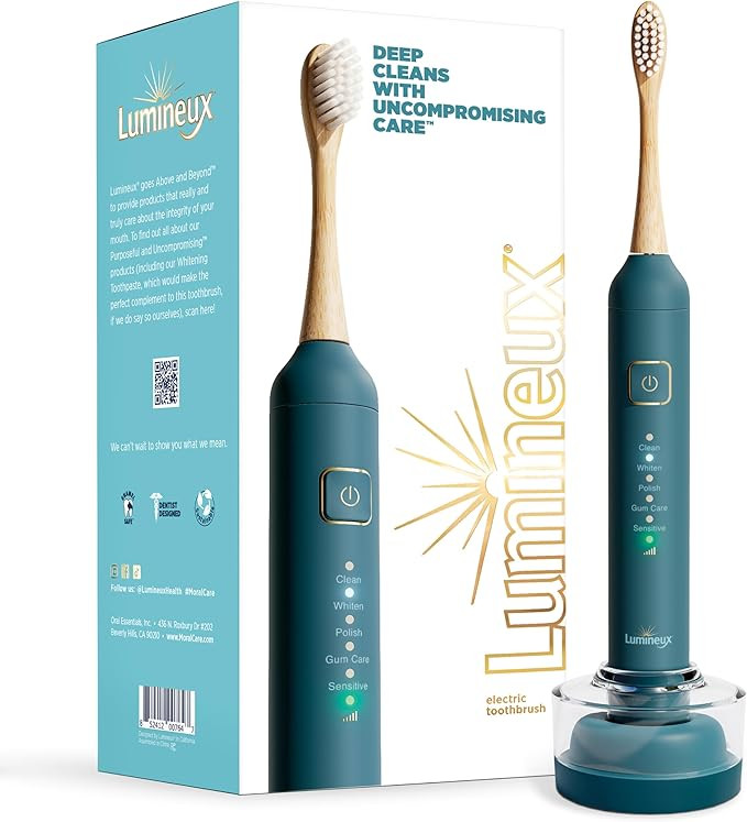 Lumineux Sonic Electric Toothbrush for Adults - Bamboo Heads -Deep Ocean (Blue)- Includes 2 Super... | Amazon (US)