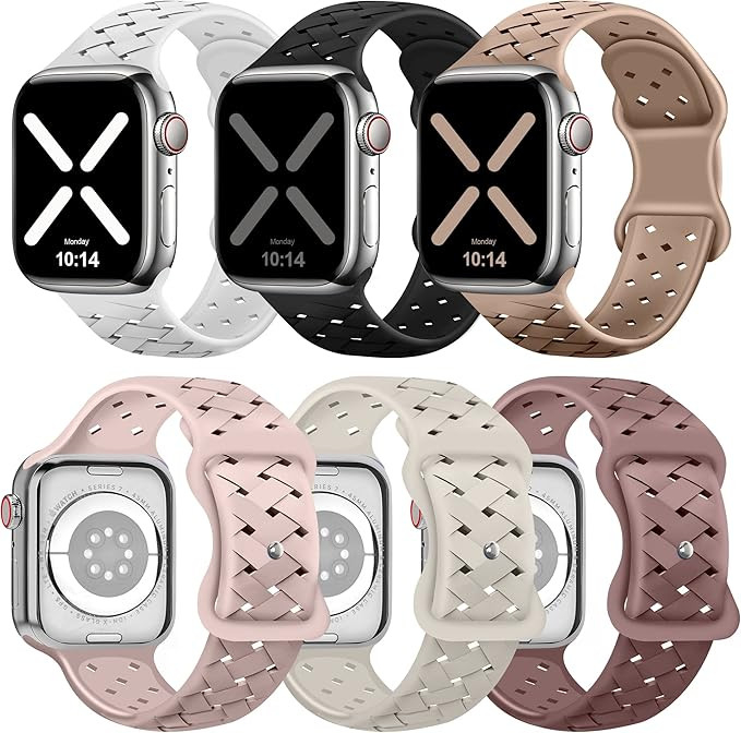 6 Pack Compatible with Apple Watch Band 38/40/41/42/44/45/49mm Women Men,Soft Silicone Sport Wris... | Amazon (US)