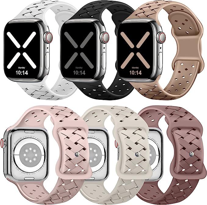 6 Pack Compatible with Apple Watch Band 38/40/41/42/44/45/49mm Women Men,Soft Silicone Sport Wris... | Amazon (US)