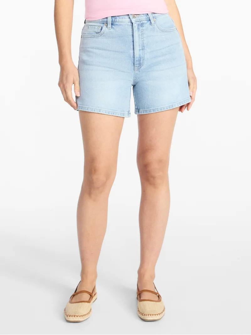 Time and Tru Women's High Rise Denim Shorts, 5" Inseam, Sizes 0-20 | Walmart (US)