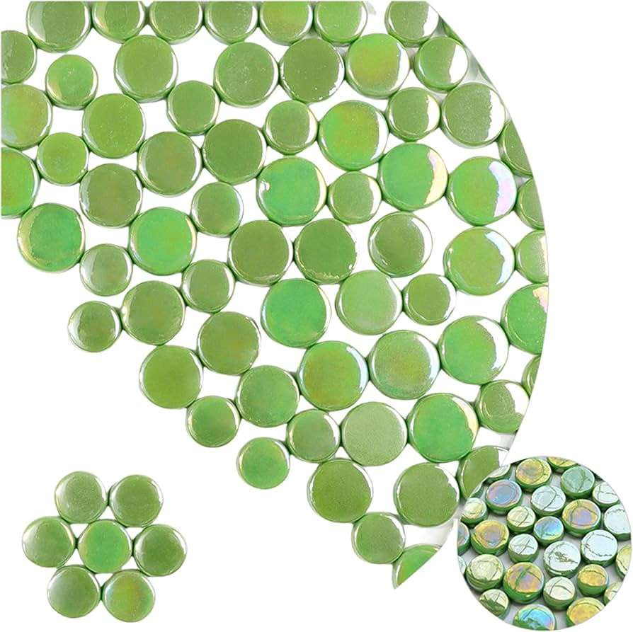 Iridescent Round Glass Mosaic Tiles for Crafts Bulk,1.1LB Mini Circle Mosaic Glass Pieces for Flo... | Amazon (US)
