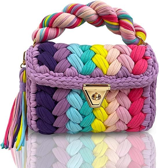 CHQEL Evening Clutch Bag for Women, Handmade Crochet Wedding Party Purse, Small Flap Formal Crossbod | Amazon (US)