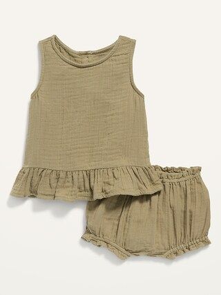 Sleeveless Button-Back Peplum Top and Bloomers Set for Baby | Old Navy (US)