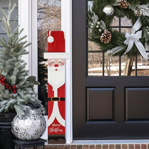 Perfnique Santa Porch Sign for Front Porch, Merry Christmas Welcome Sign for Front Door, 44" Wooden Christmas Porch Sign Decorations for Front Door Hanging Standing Farmhouse Indoor Outdoor Xmas | Amazon (US)