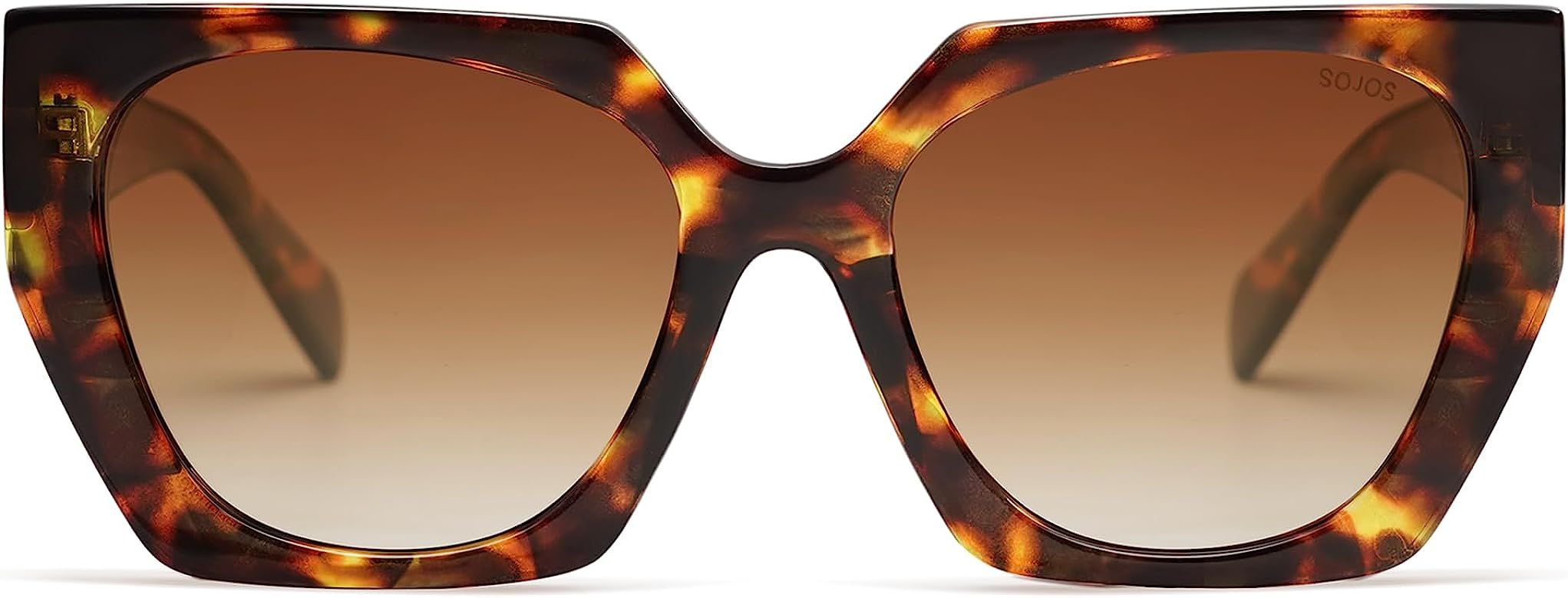 SOJOS Retro Cateye Polarized Oversized Sunglasses Womens Vintage Square Designer Sunnies | Amazon (US)
