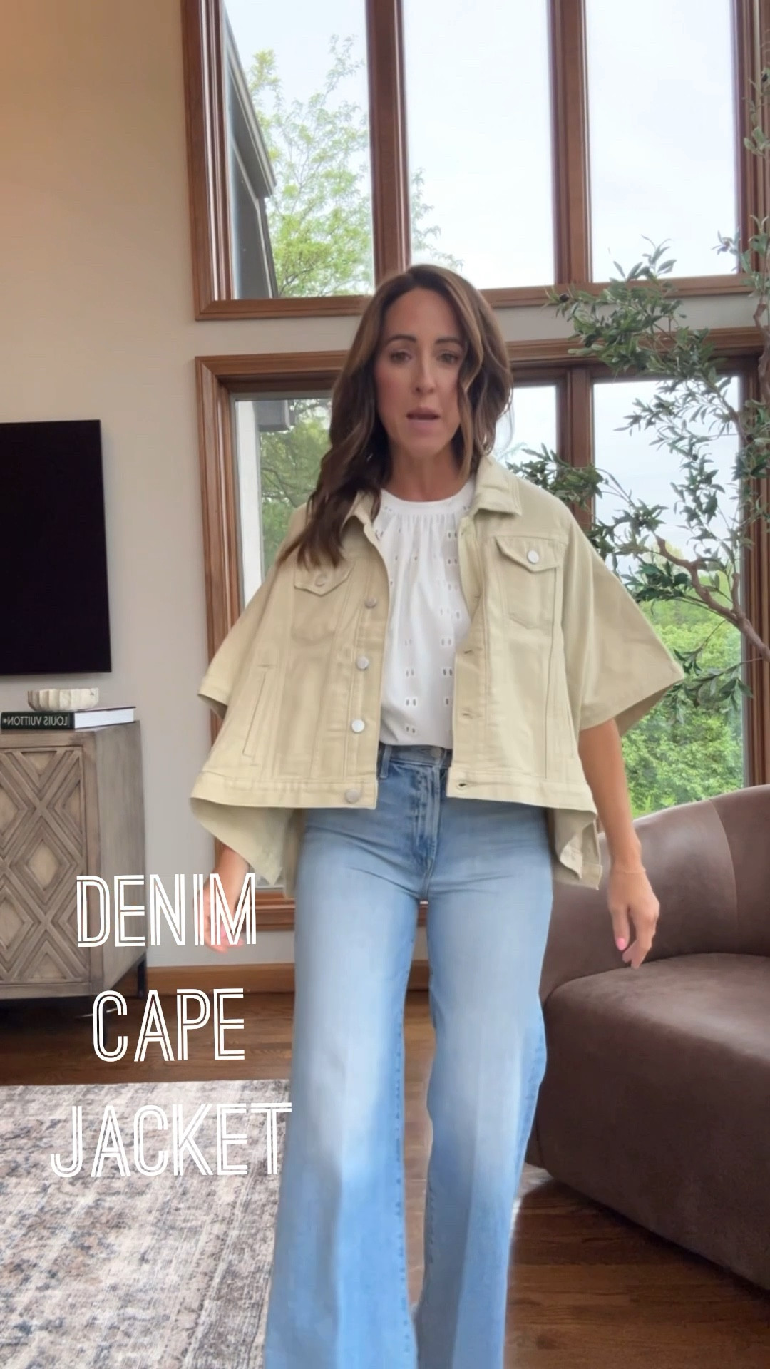 Obsessed with how fun this jacket is! An updated denim jacket. 
So cute layered simple like this it over a floral dress. Another idea is over shorts and a tank. 👌🏻
XS here 

#LTKootd #LTKSeasonal #LTKmomlife