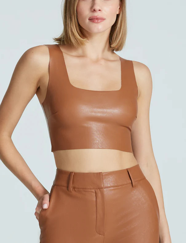 Faux Leather Squareneck Crop Top | Commando®
