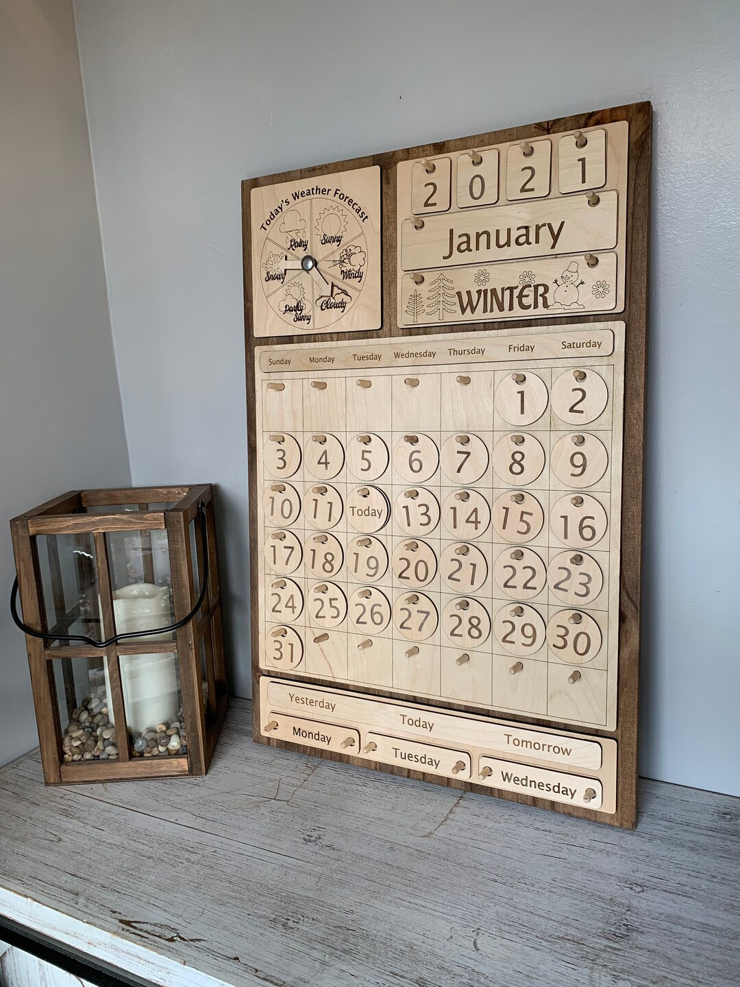 16 X 24 Natural Wooden Calendar Perpetual Calendar Home Calendar Montessori Calendar Homeschool H... | Etsy (US)