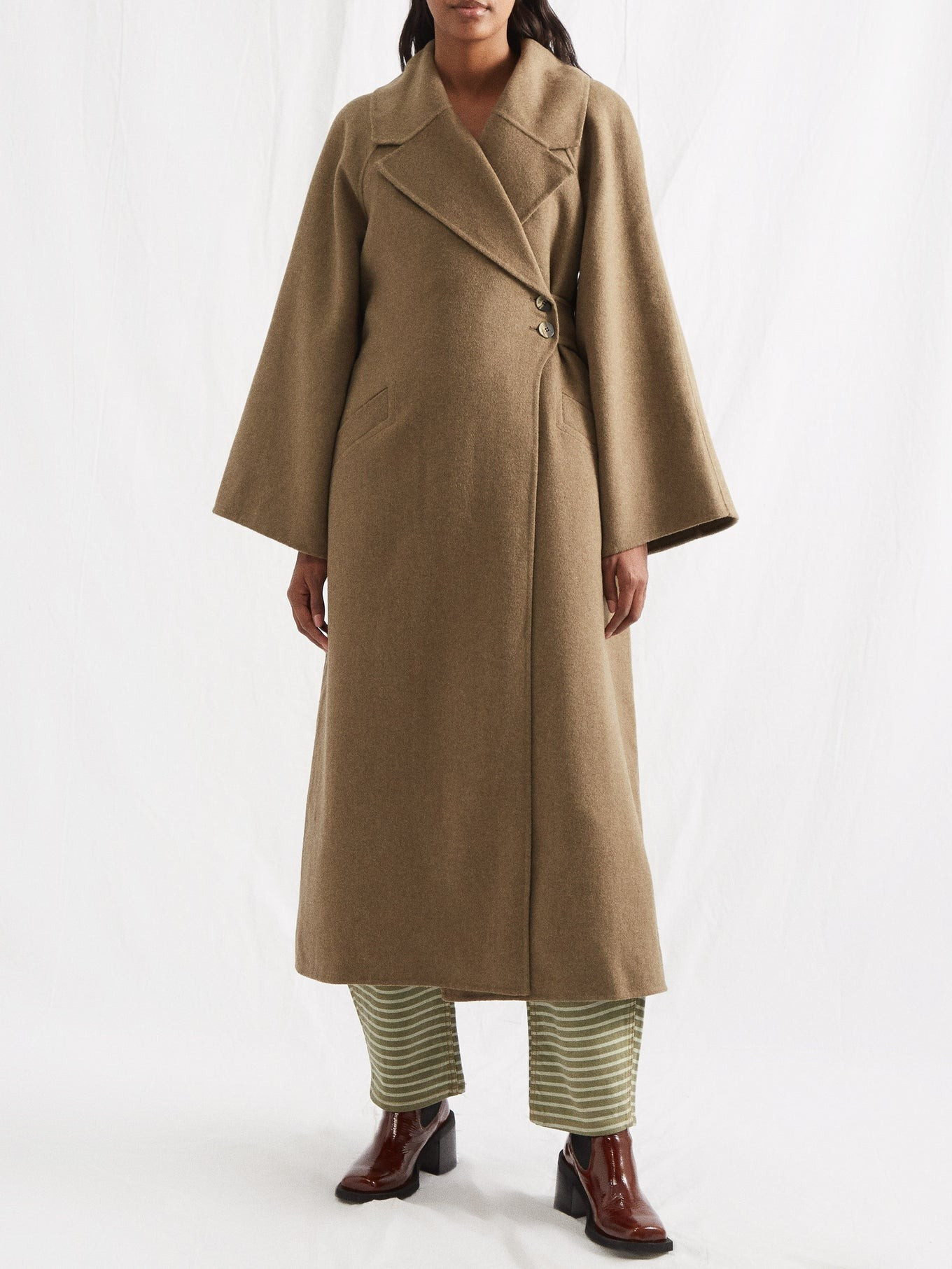 Wide-sleeve recycled-wool blend tailored coat | Ganni | Matches (US)