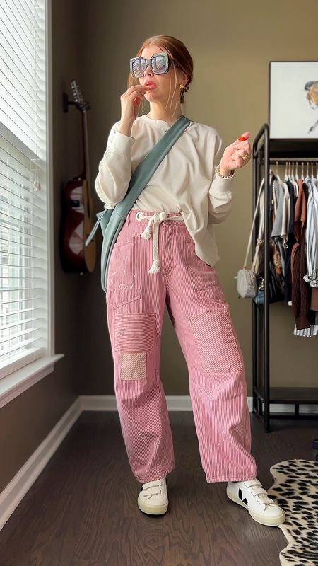 The cutest fit for spring. Less intense barrel jeans with patchwork detail in rose. I’m in the 28, they run TTS/loose. Everything else linked as well; 

#LTKSeasonal #LTKsalealert