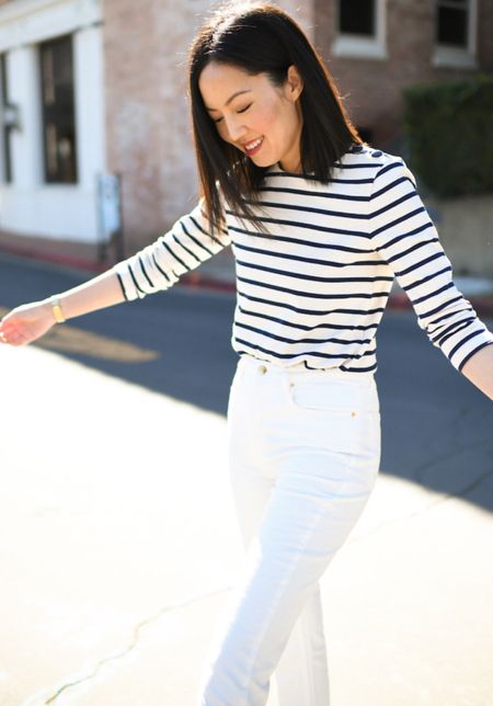Nautical stripes and white pants! The perfect summer outfit!

#businesscasual
#whitejeans
#stripedshirt
#casualfriday
#summeroutfit

#LTKSeasonal #LTKsalealert #LTKstyletip