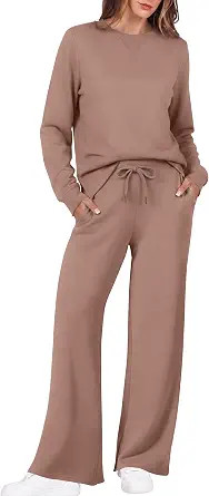 Ekouaer 2 Piece Sets for Women 2026 Fall Lounge Sets Outfits O Neck Airport Travel Matching Sets ... | Amazon (US)