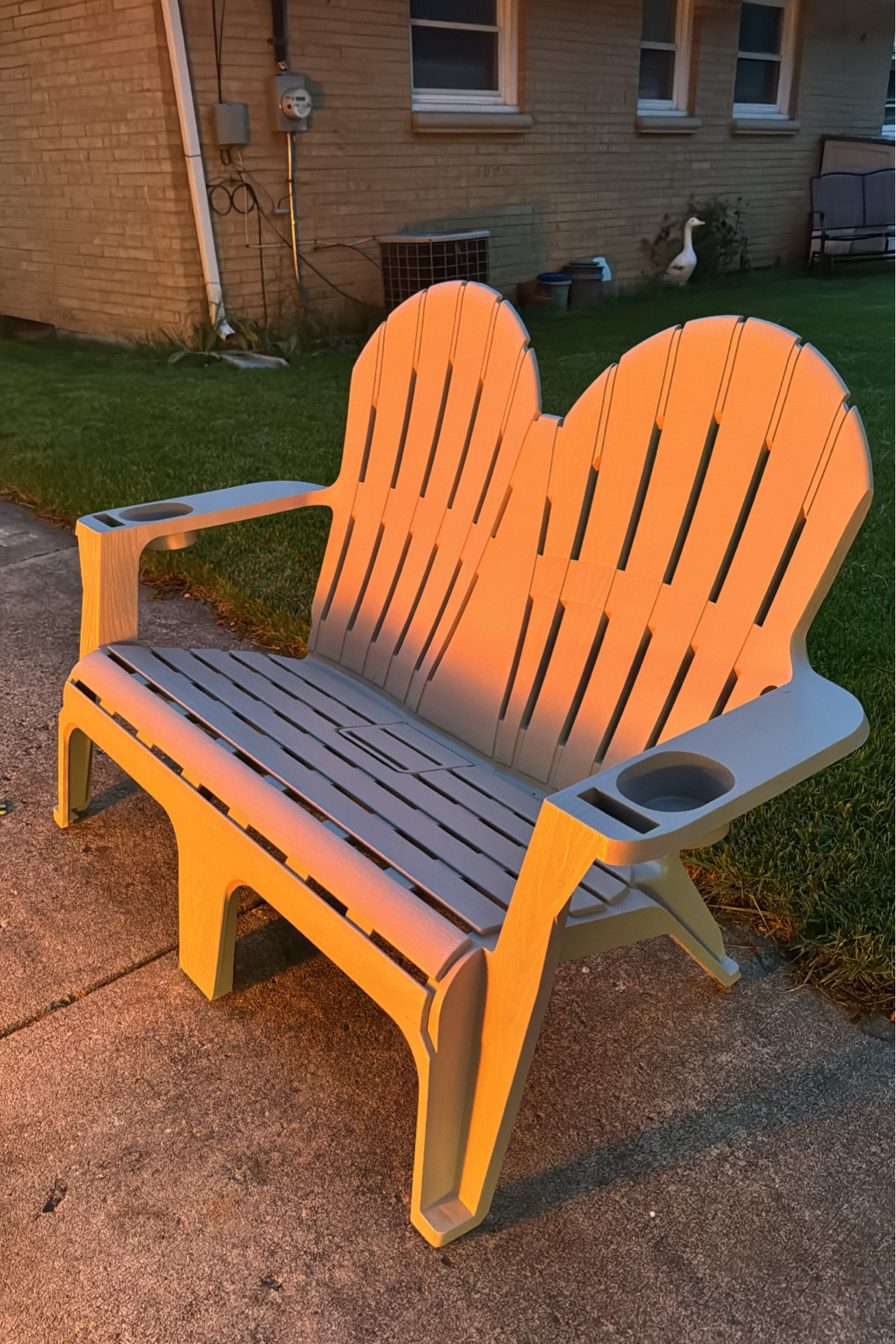 Cute little outdoor bench for the patio! It even has cup and phone holders! 

#LTKFamily #LTKSeasonal