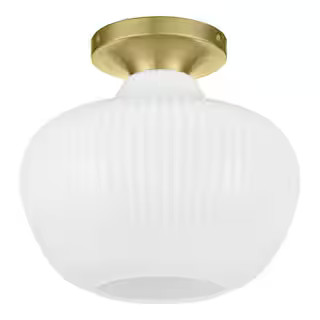 Home Decorators Collection Pompton 12 in. 1-Light Gold Semi-Flush Mount Ceiling Light Fixture wit... | The Home Depot