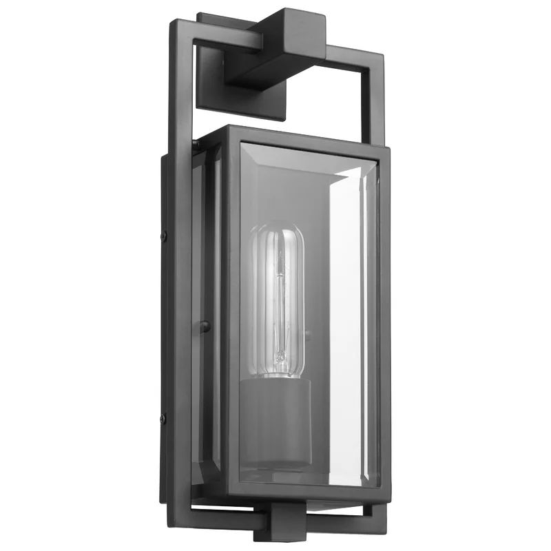 Liberty Hill Matte Black Beveled Glass Outdoor Wall Lantern | Wayfair North America