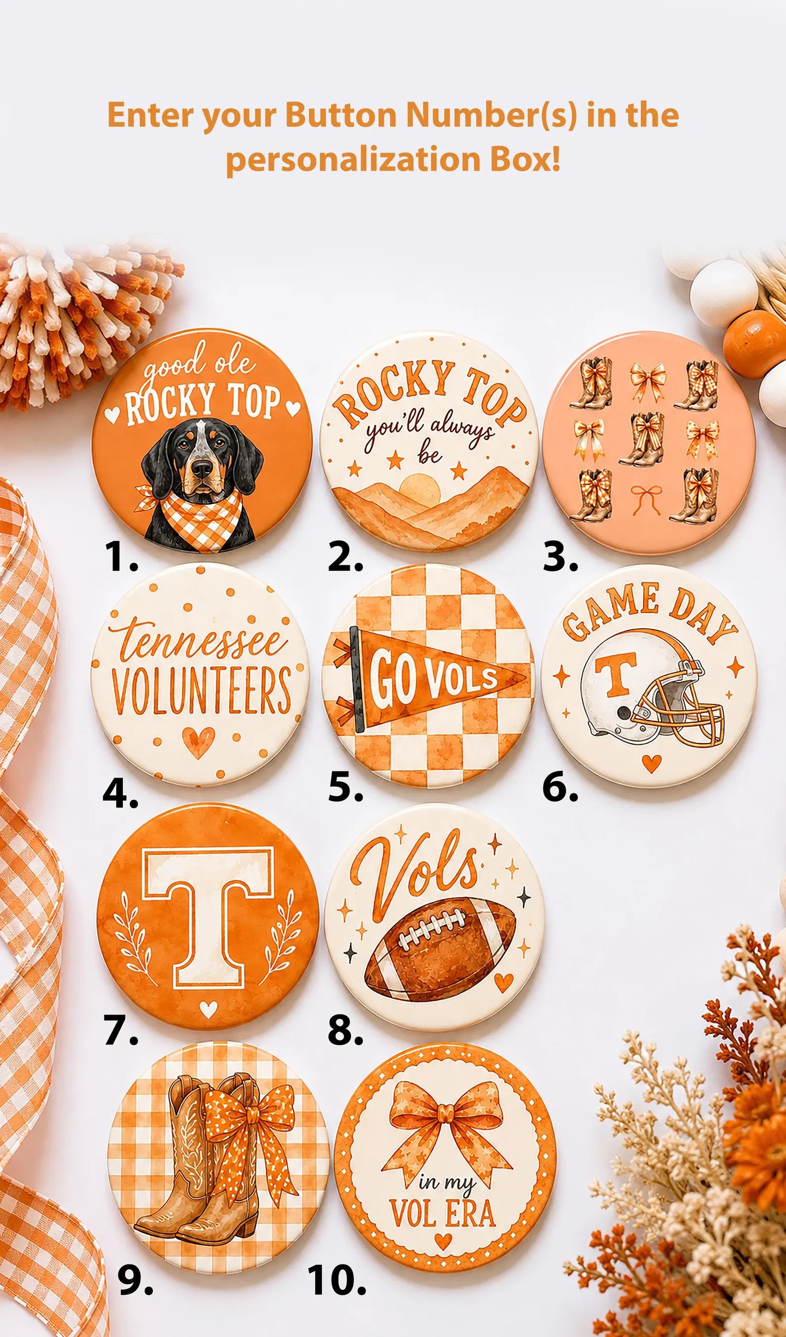 Tennessee Vols Gameday Buttons | Etsy (Global)