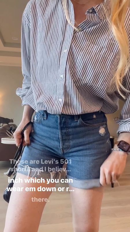 #summeroutfit #denimshortsoutift

Size reference 5’ 9” 140 lbs

Oversized button up - medium tall

High waisted denim shorts -  27

Mid thigh shorts. Long denim shorts. High rise denim shorts. Denim shorts outfit. Boyfriend shirt. Boyfriend button up. Levi’s. Old navy. Affordable summer outfit. 

#LTKOver40 #LTKStyleTip #LTKSeasonal