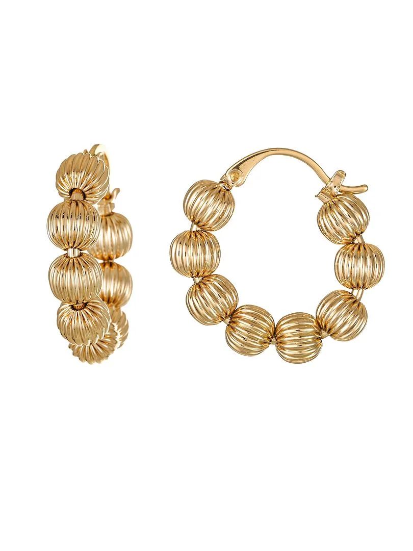 Time and Tru Goldtone Textured Bead Snap Hoop Earring, Female, 1 Pair of Earrings | Walmart (US)