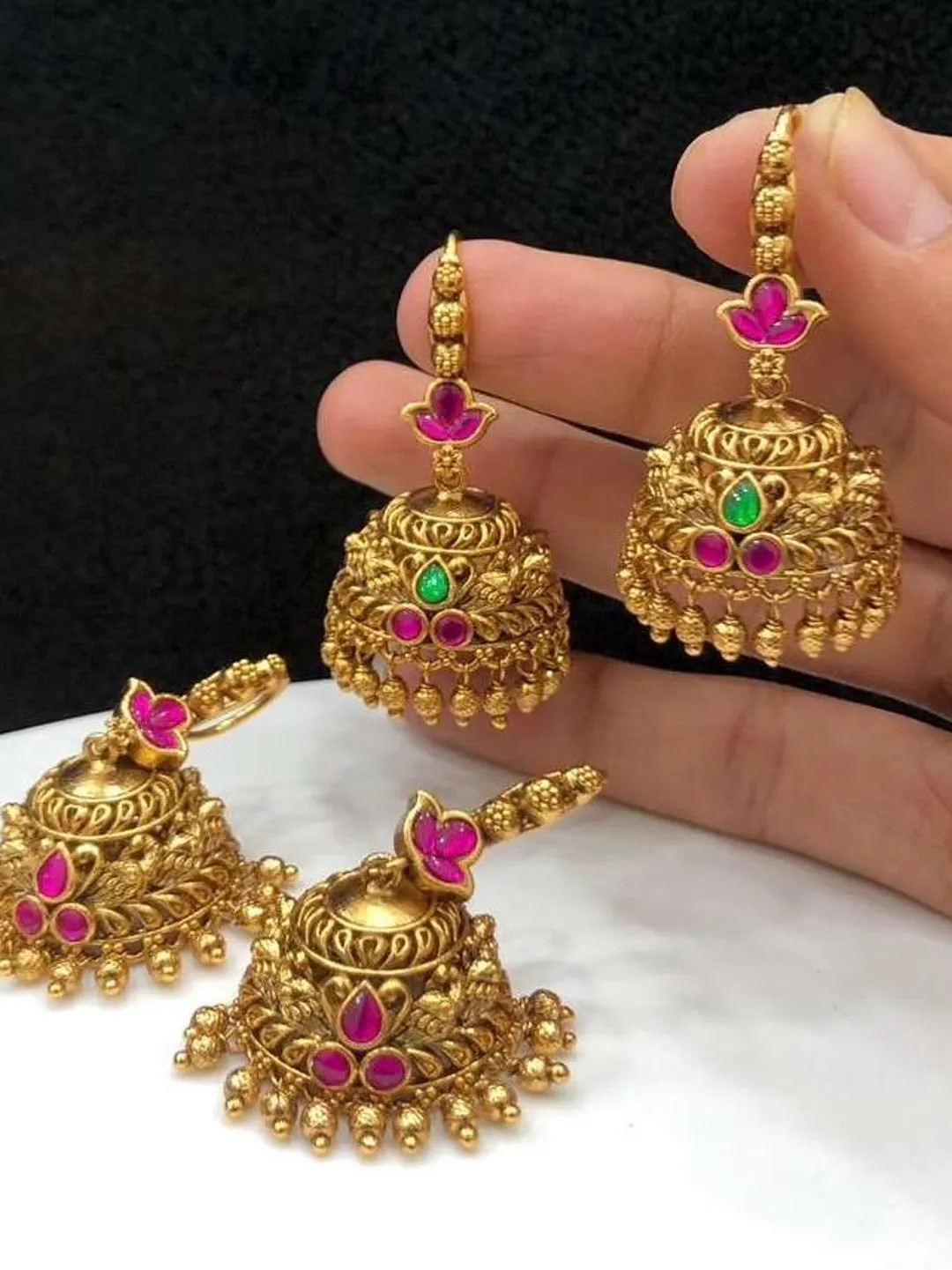 Antic Jadau Jhumka Earring | Etsy (US)