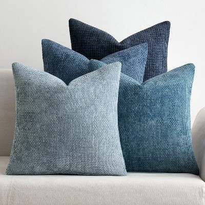 Neutral Blue Chenille Pillow Covers 22x22 Pack of 4 - Farmhouse Boho Coastal Spring Decor Neutral Blue-22" x 22" (Pack of 4) 22*22 | Target