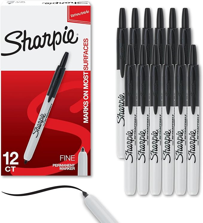 Sharpie Retractable Permanent Markers Fine Tip Marker Set Office Supplies Teacher Supplies Black ... | Amazon (US)
