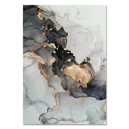 Abstract Black Gold Marble Wall Art Painting Chinese traditional Ink Decor Hanging Posters and Print | Walmart (US)