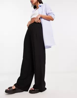 ASOS DESIGN linen dad trouser with linen in black | ASOS (Global)
