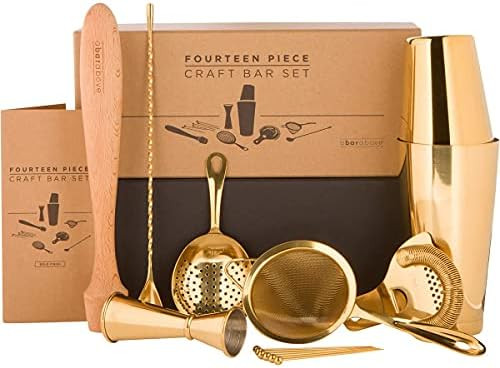 A BAR ABOVE 14-Piece Gold Craft Bar Set – Bar Accessories for The Home Bar Set - Bartender Kit ... | Amazon (US)