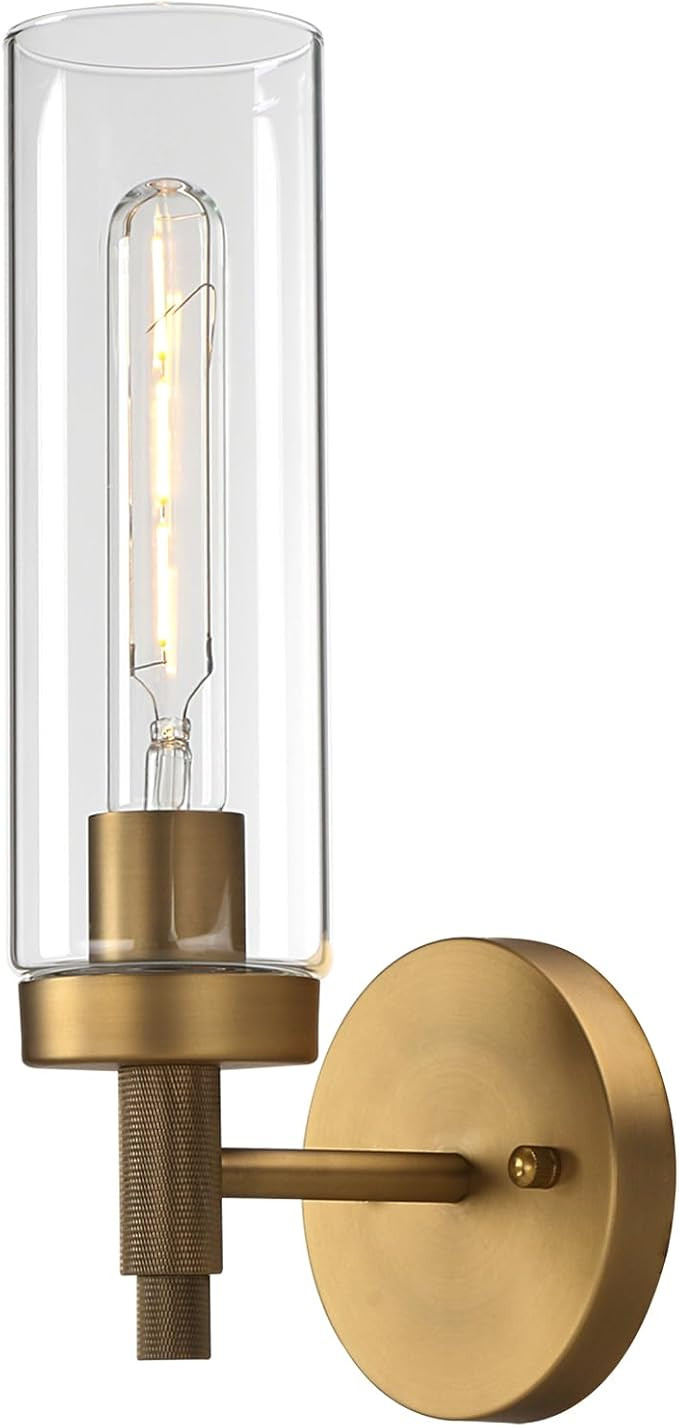 Phansthy Rustic Industrial Wall Sconce Light with 3.14"/8cm Tubular Clear Glass Lampshade (Single... | Amazon (US)