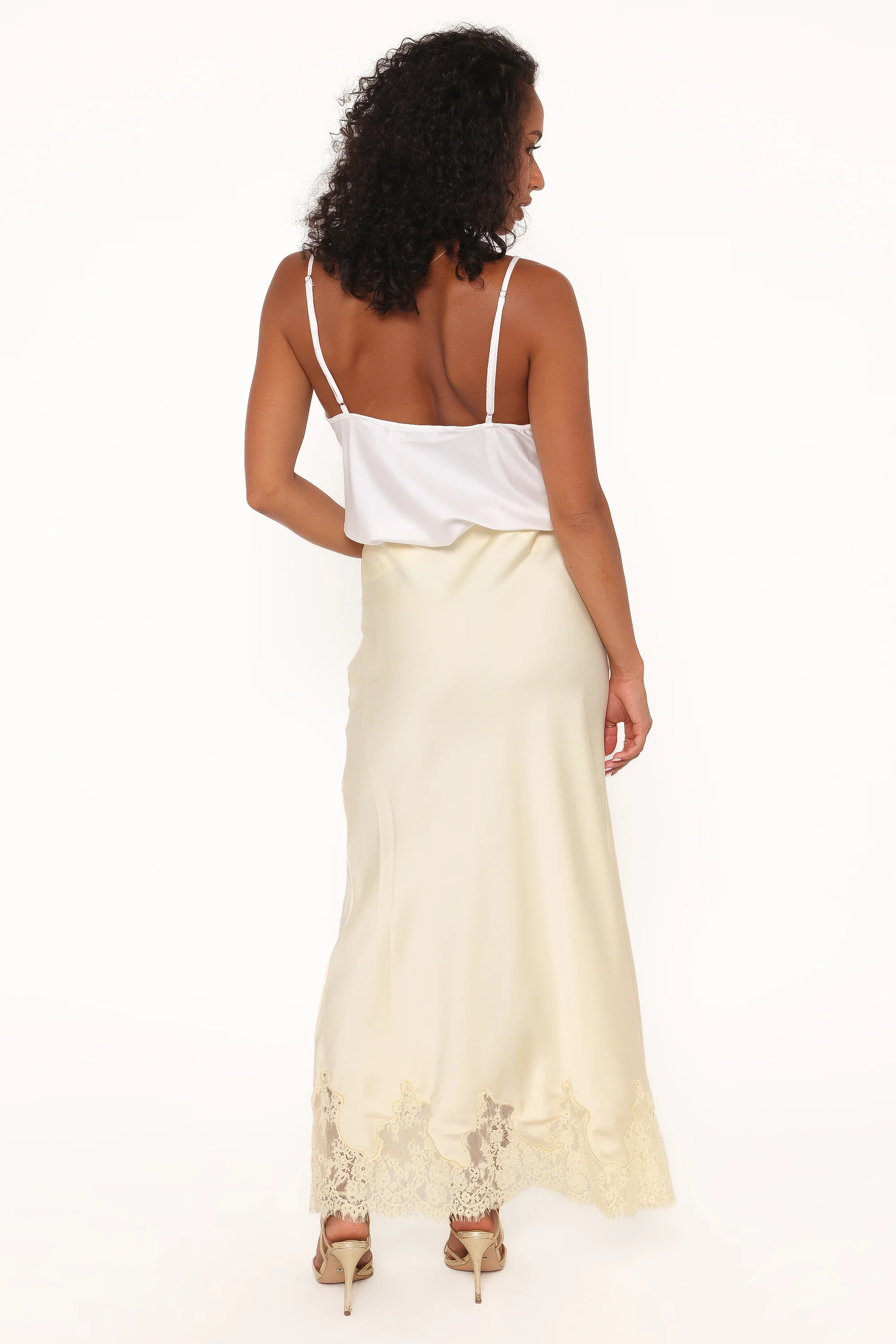 Alira Lace Trim Midi Skirt - Yellow | Petal & Pup (US)