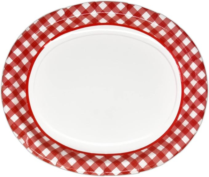 Gift Boutique Red Gingham Oval Paper Plates 50 Count Disposable Picnic Serving Platters Buffalo C... | Amazon (US)