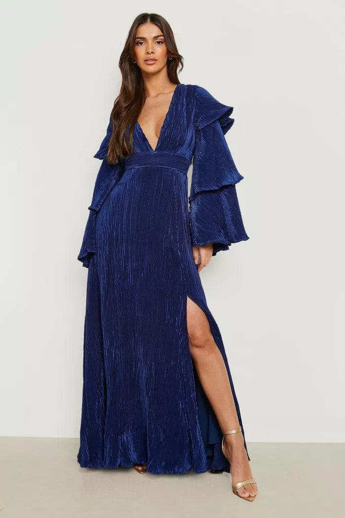 Layered Ruffle Sleeve Maxi Dress | boohoo (US & Canada)