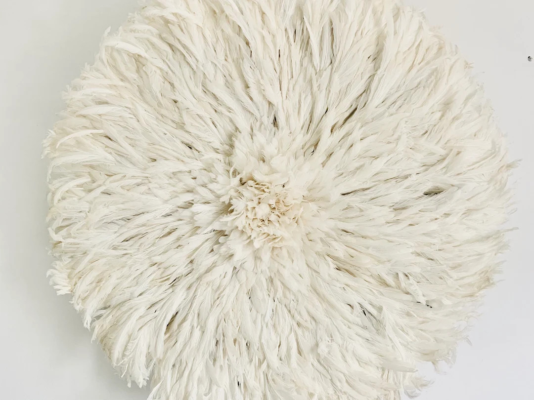 ivory white juju hat, cream white wall decor feathers, african bamileke headdress, home decor juj... | Etsy (US)