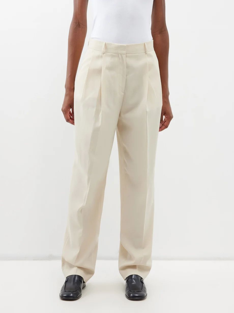 Double-pleated slubbed-canvas trousers | Toteme | Matches (UK)