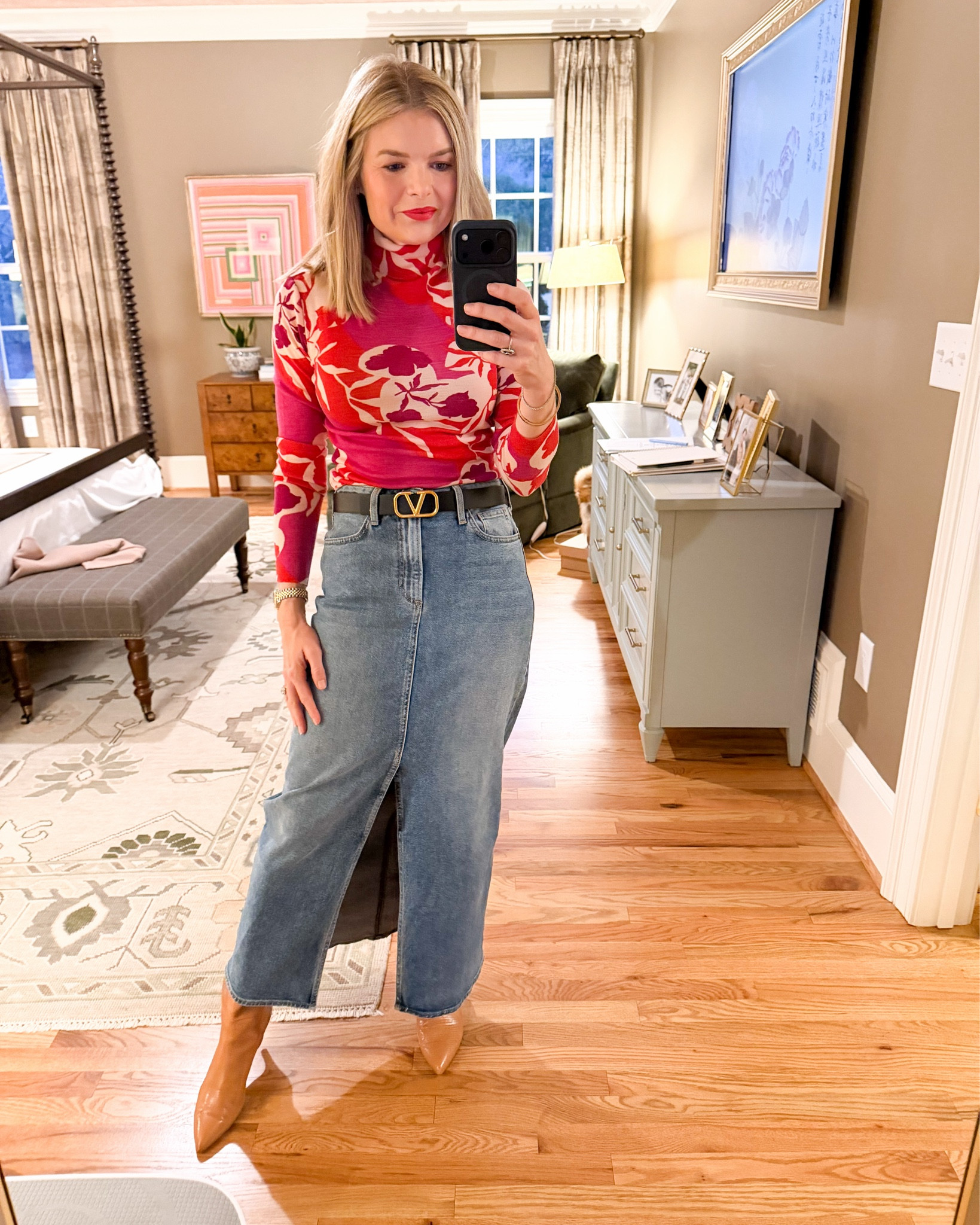 A little leather, a little denim, and a pop of red for the girls.
Jacket is true vintage, top is old, and this denim maxi is such a closet staple — I linked similar pieces so you can recreate the vibe ❤️

#LTKValentine #LTKgrwm #LTKootd