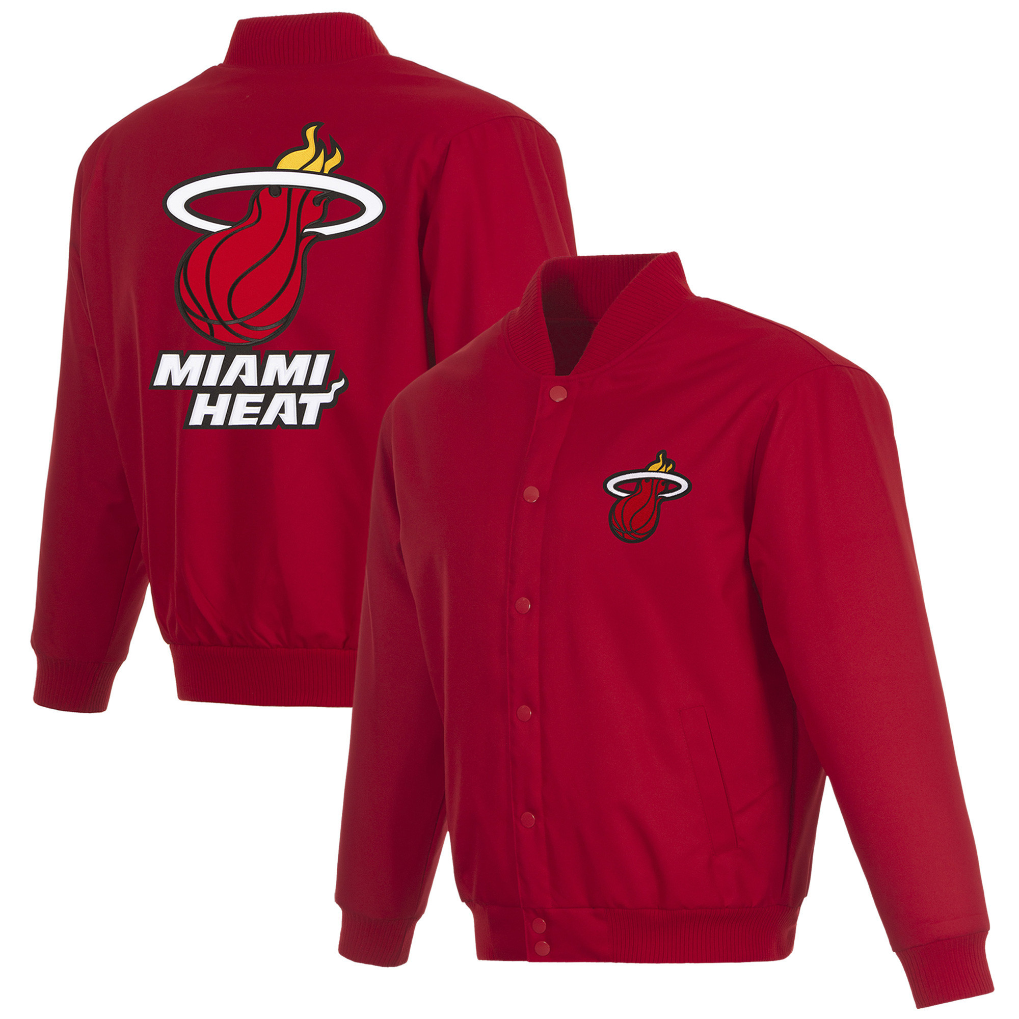 Men's JH Design Red Miami Heat Poly-Twill Full-Snap Jacket | NBA Shop