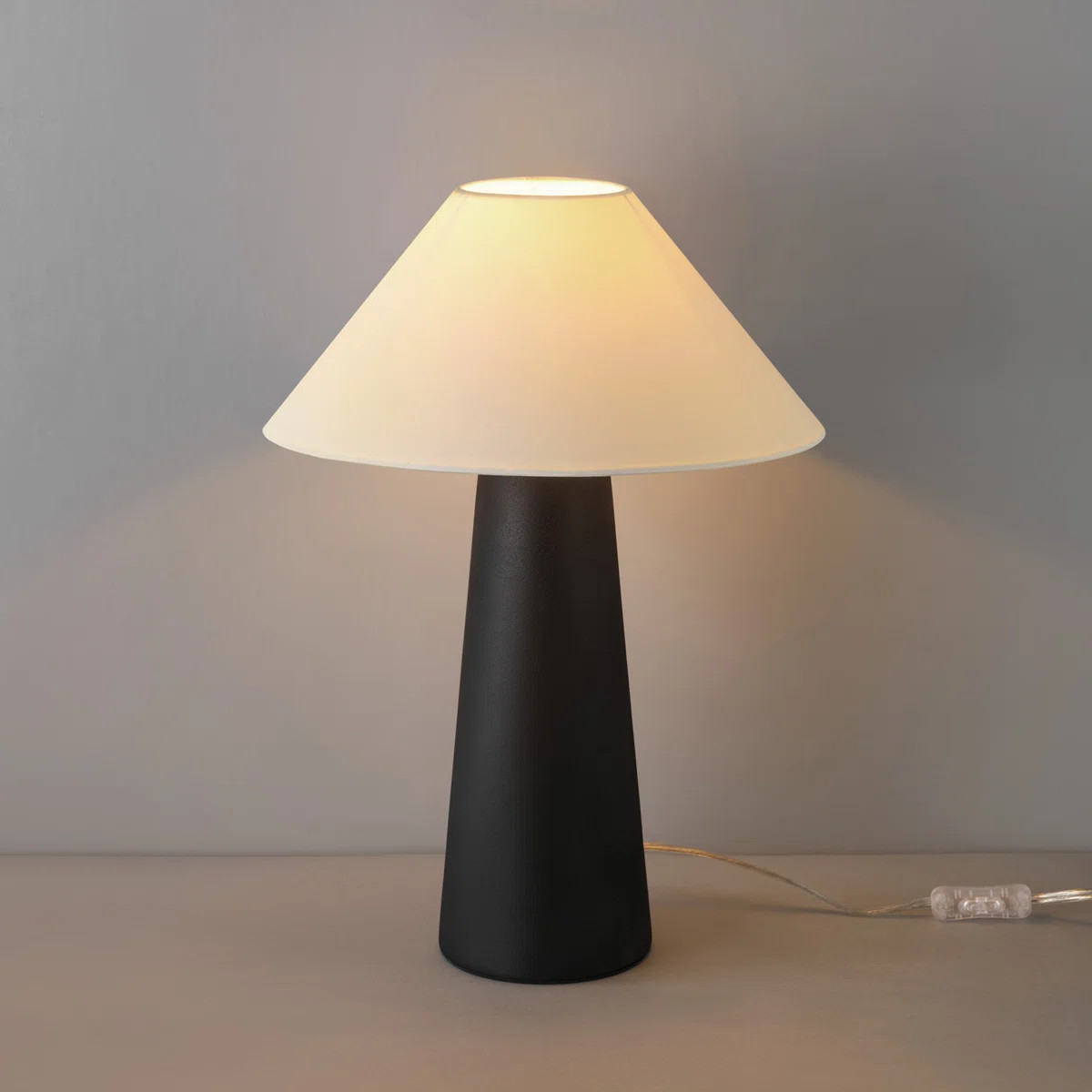 Novogratz X Globe 18" Ceramic Table Lamp, Matte Cream, Off-White Tapered Fabric Shade, In-Line Ro... | Wayfair North America