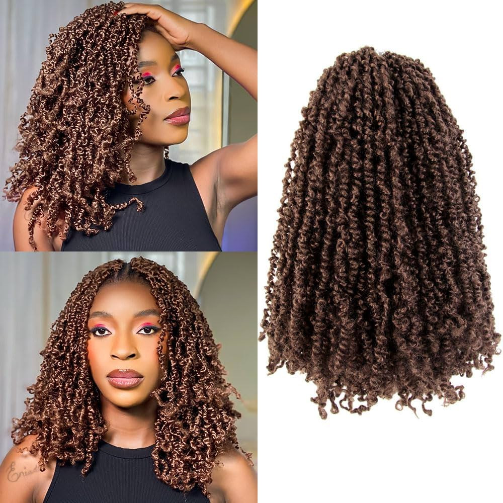 12 Inch 10 Packs Yanky Twist Crochet Hair Pre-twisted Light Brown Kinky Mini Spring Twist Small C... | Amazon (US)