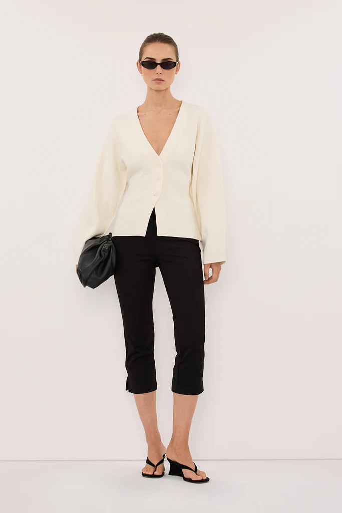 ISLA CREAM V NECK CARDIGAN | DISSH