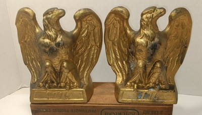 Vintage GOLD Colored Metal 1776 Colonial Virginia EAGLE Bookends Hampton,VA.  | eBay | eBay US