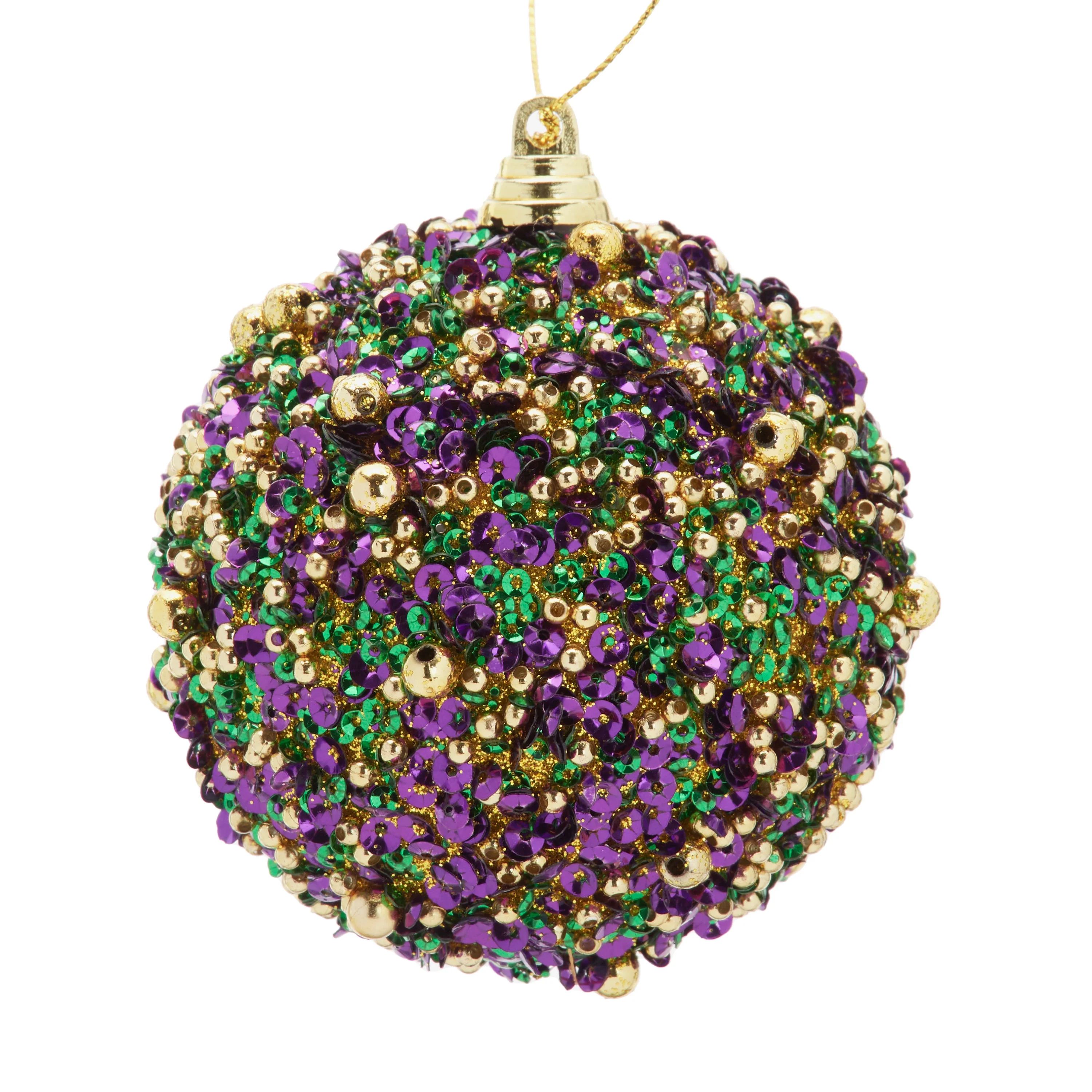 Way To Celebrate Mardi Gras Beads & Sequins Ornaments, 3 Count | Walmart (US)